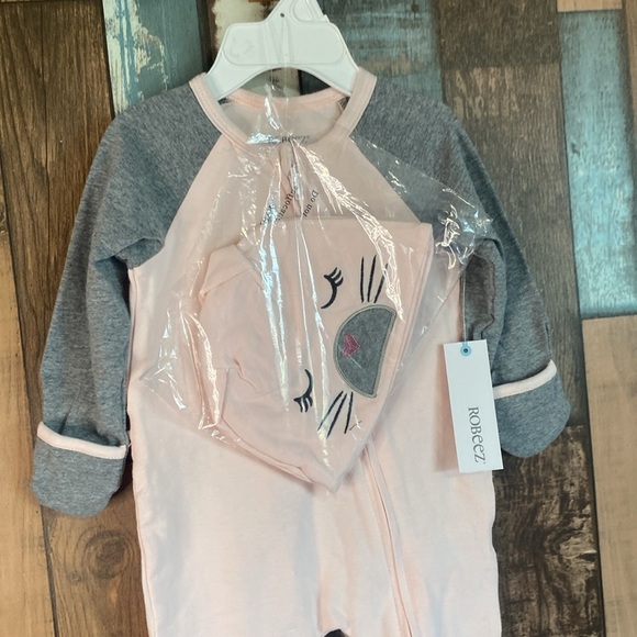 🐰Organic cotton pink bunny onsie with rollable feet and hand - Picture 2 of 16